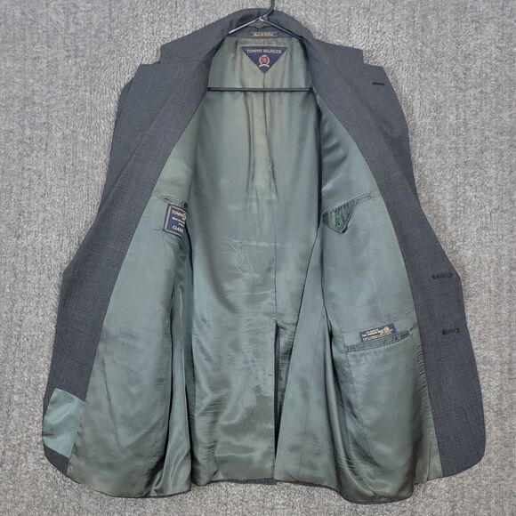 Vintage Tommy Hilfiger Blazer Mens 43R Gray Plaid Wool USA Made Jacket ACTWU - Picture 12 of 16